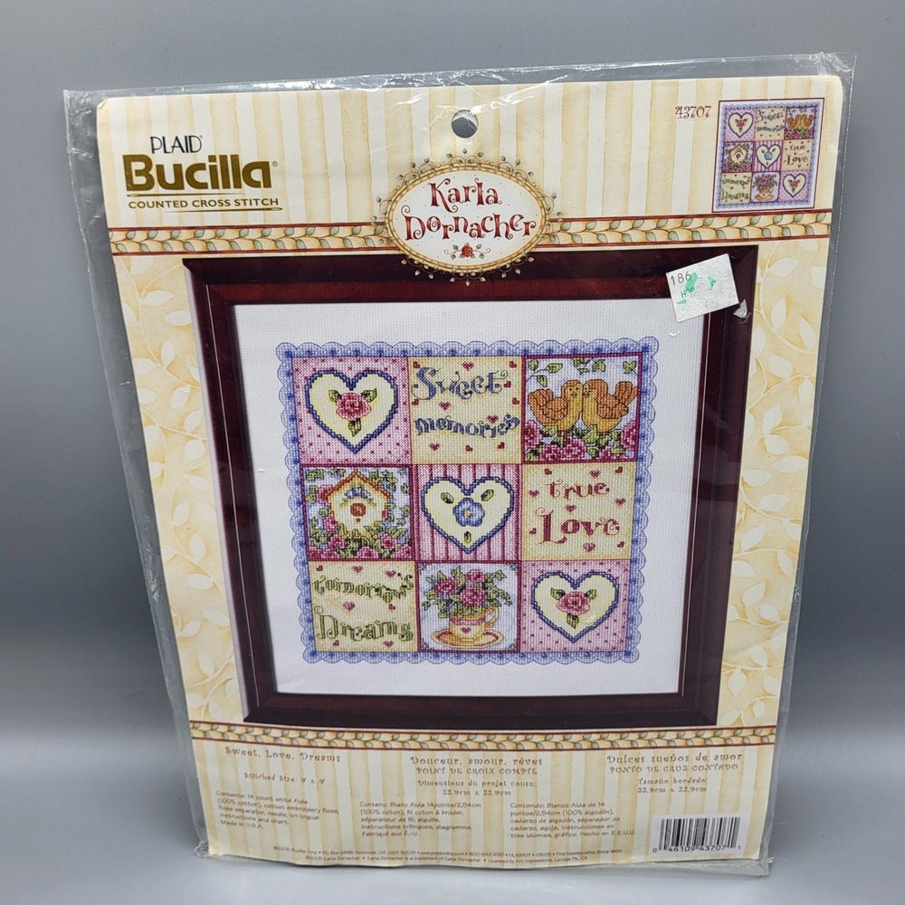 Bucilla Counted Cross Stitch Kit Karla Dornacher Sweet Love Dreams 9x9 NEW